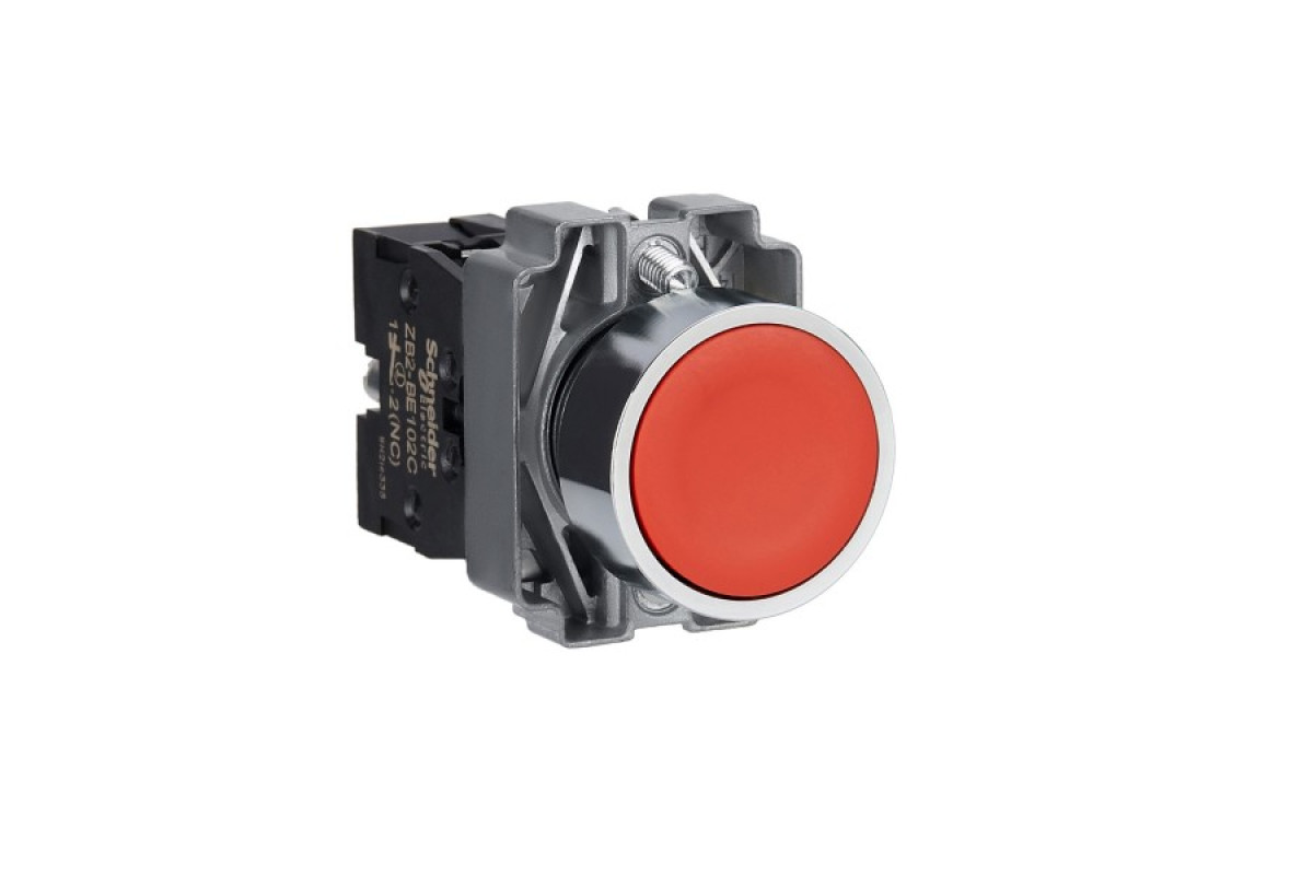Кнопка, Easy Harmony XB2, металлическая, красная, пружинный возврат, 1NC (XB2BA42C)