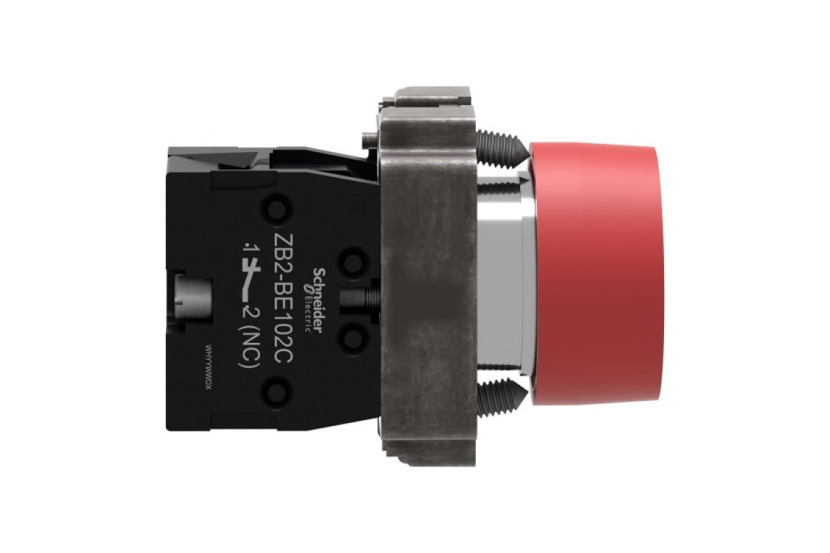 Кнопка, Easy Harmony XB2, металева, червона, пружинне повернення, 1NC (XB2BP42C)