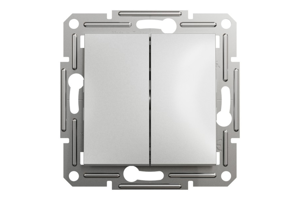 Двоклавішний перемикач Самозажимний Asfora Алюміній (EPH0600161)