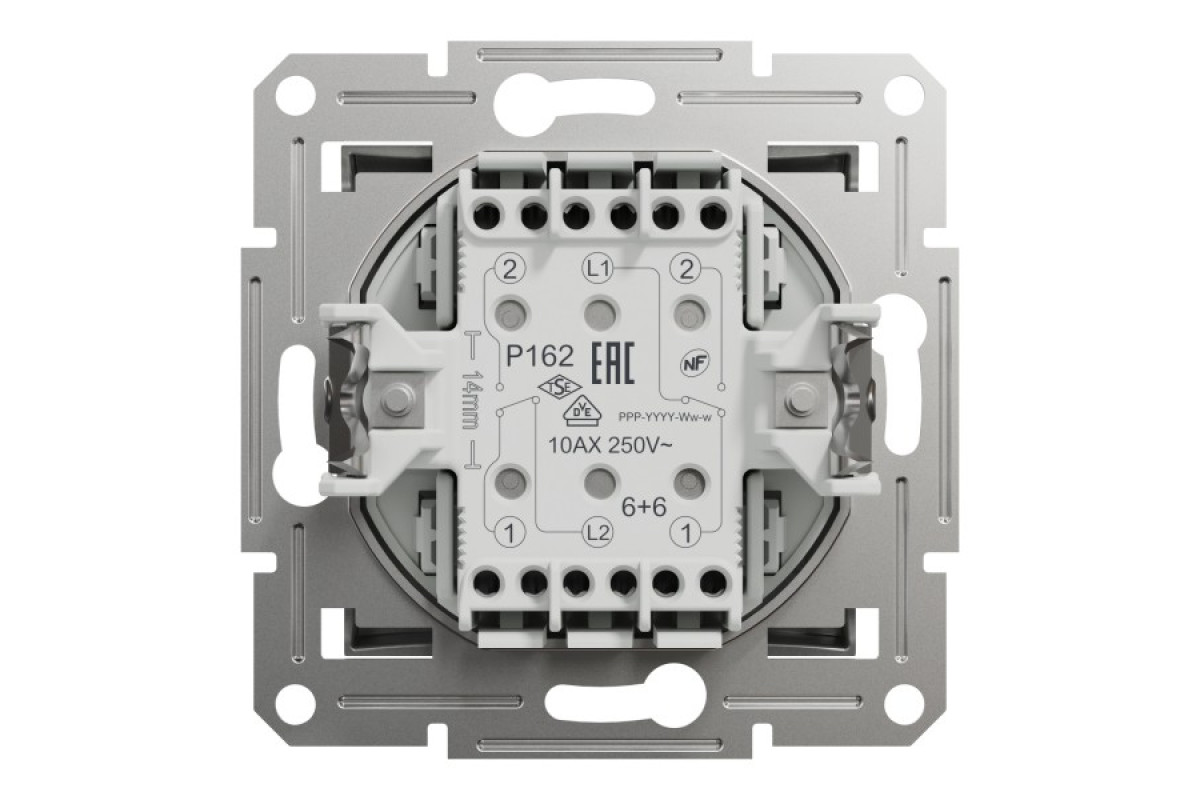 Двоклавішний перемикач Самозажимний Asfora Алюміній (EPH0600161)