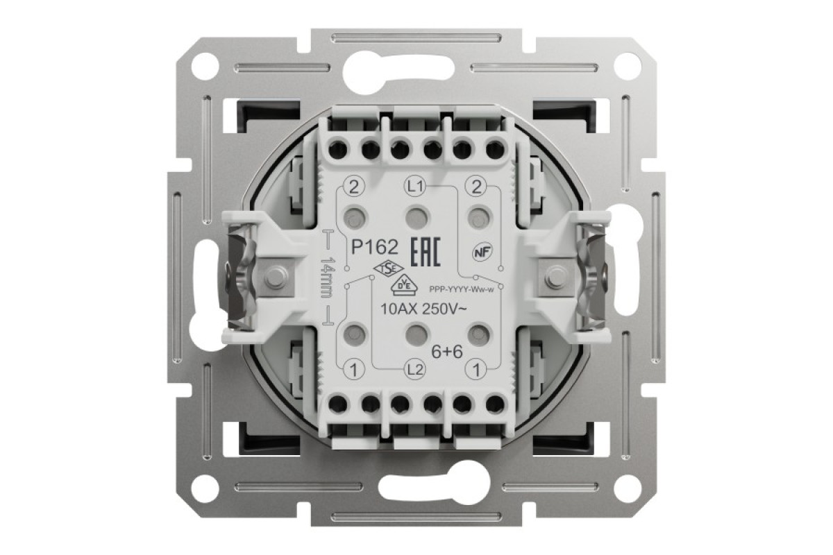 Двоклавішний перемикач Самозажимний Asfora Антрацит (EPH0600171)
