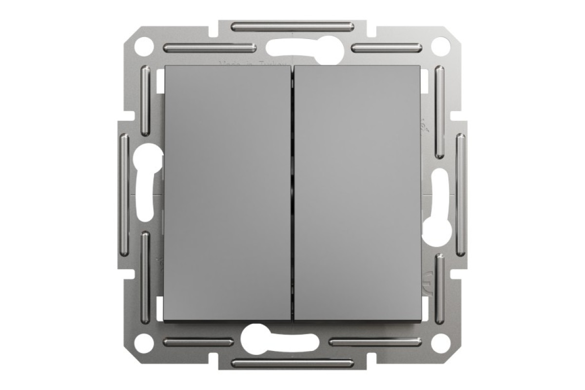 Двоклавішний перемикач Самозажимний Asfora Антрацит (EPH0600171)