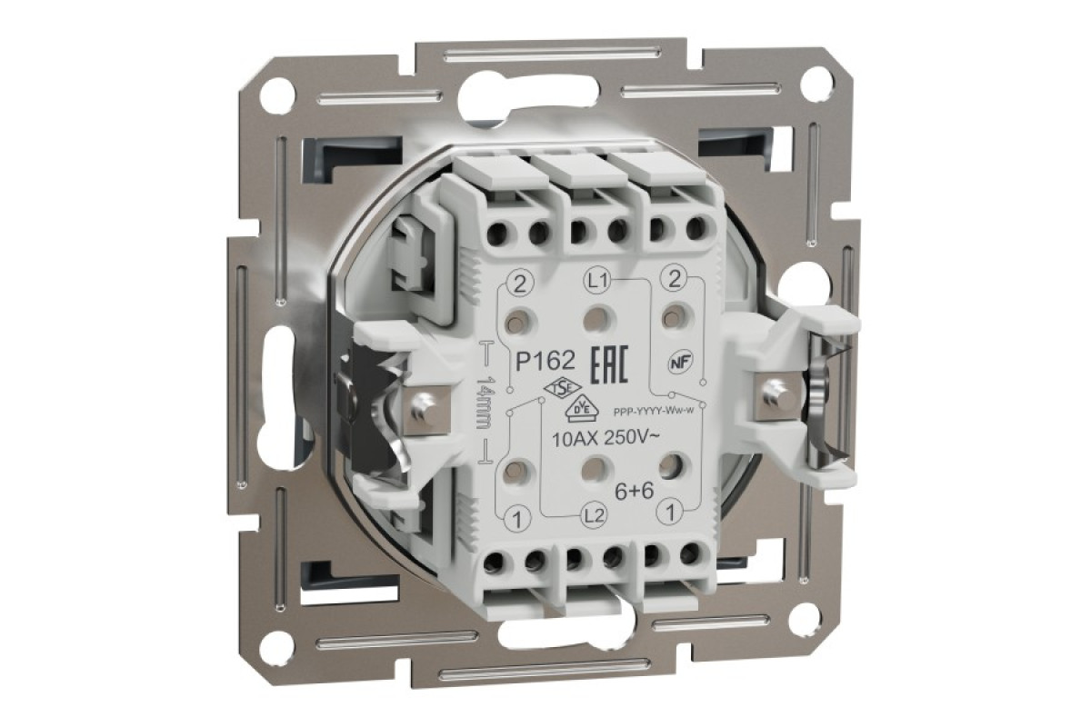 Двоклавішний перемикач Самозажимний Asfora Сталь (EPH0600162)
