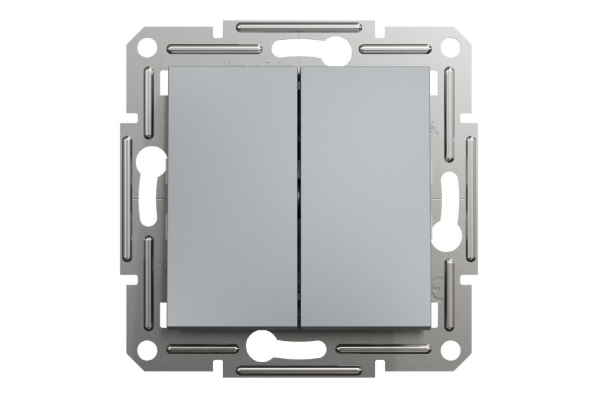 Двоклавішний перемикач Самозажимний Asfora Сталь (EPH0600162)