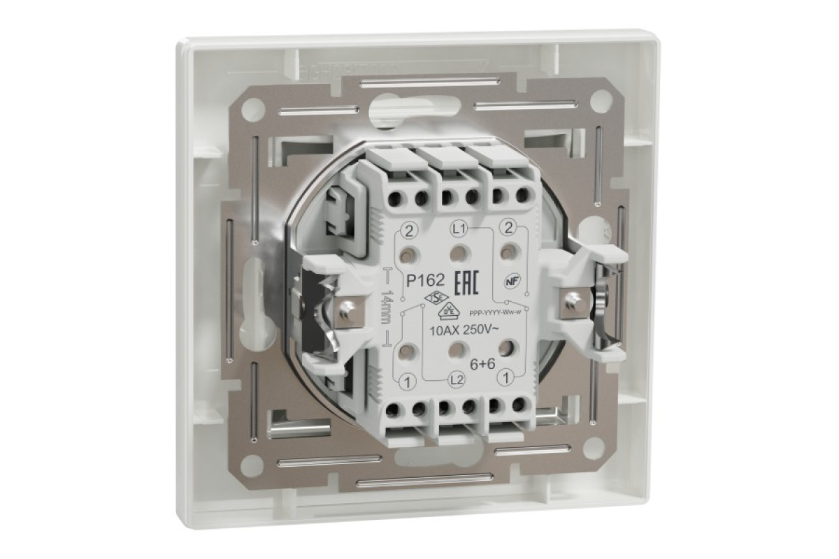 Двоклавішний перемикач Самозажимний Білий Asfora (EPH0600121)