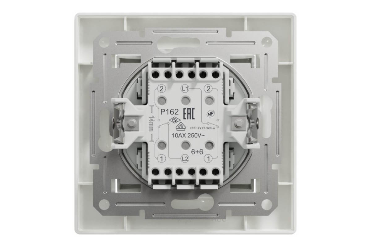 Двоклавішний перемикач Самозажимний Білий Asfora (EPH0600121)