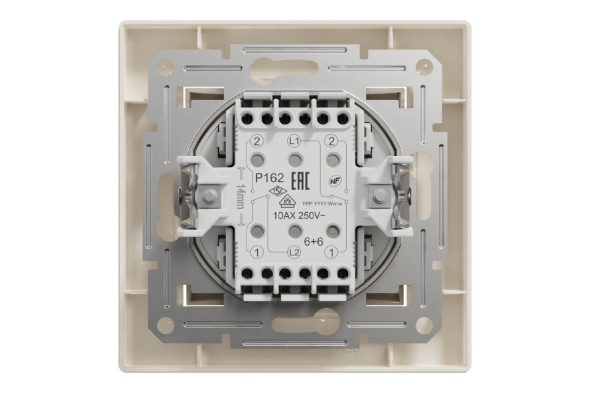 Двоклавішний перемикач Самозажимний Крем Asfora (EPH0600123)