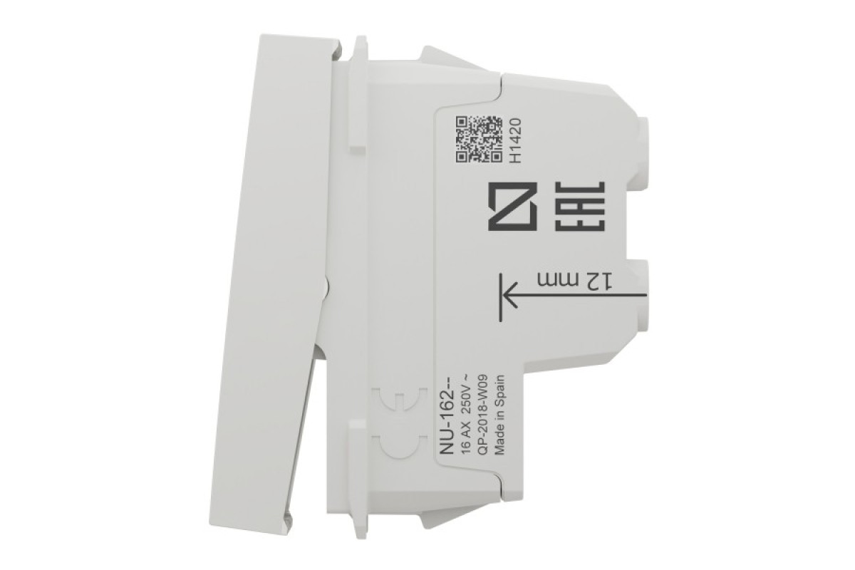 Двополюсний вимикач 16А 1 модуль білий (NU316218)