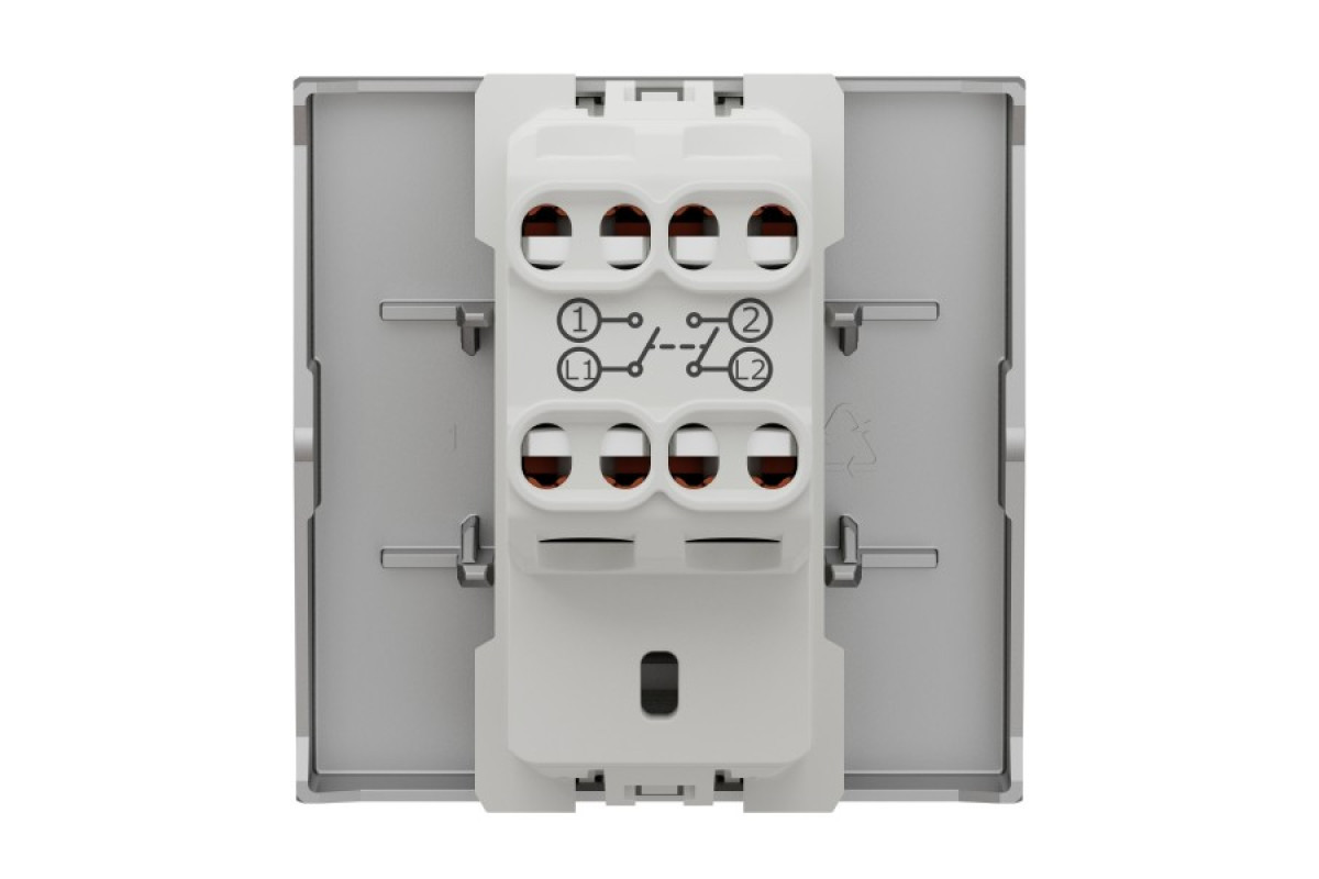 Двополюсний вимикач 16А 2 модуль алюміній (NU326230)