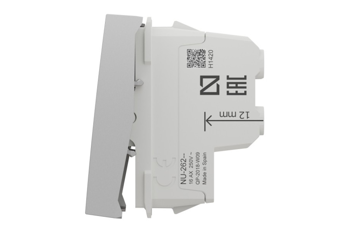 Двополюсний вимикач 16А 2 модуль алюміній (NU326230)