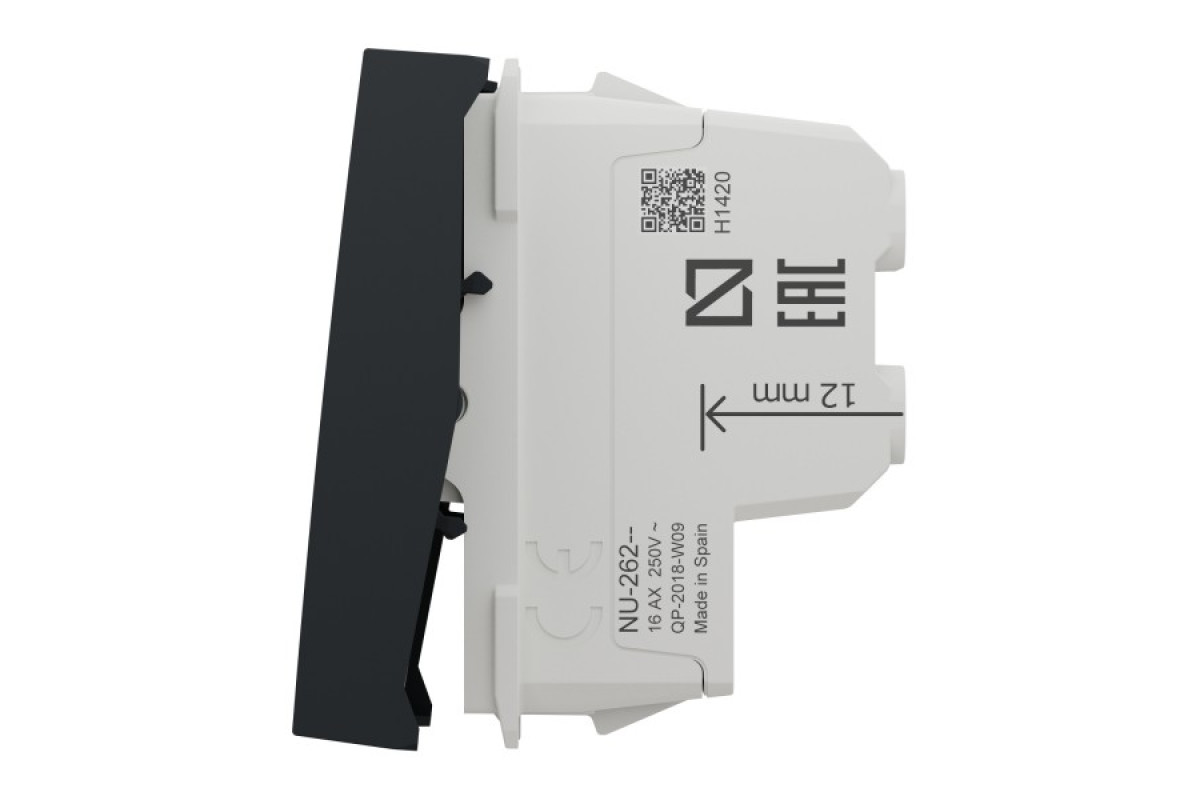 Двополюсний вимикач 16А 2 модуль антрацит (NU326254)