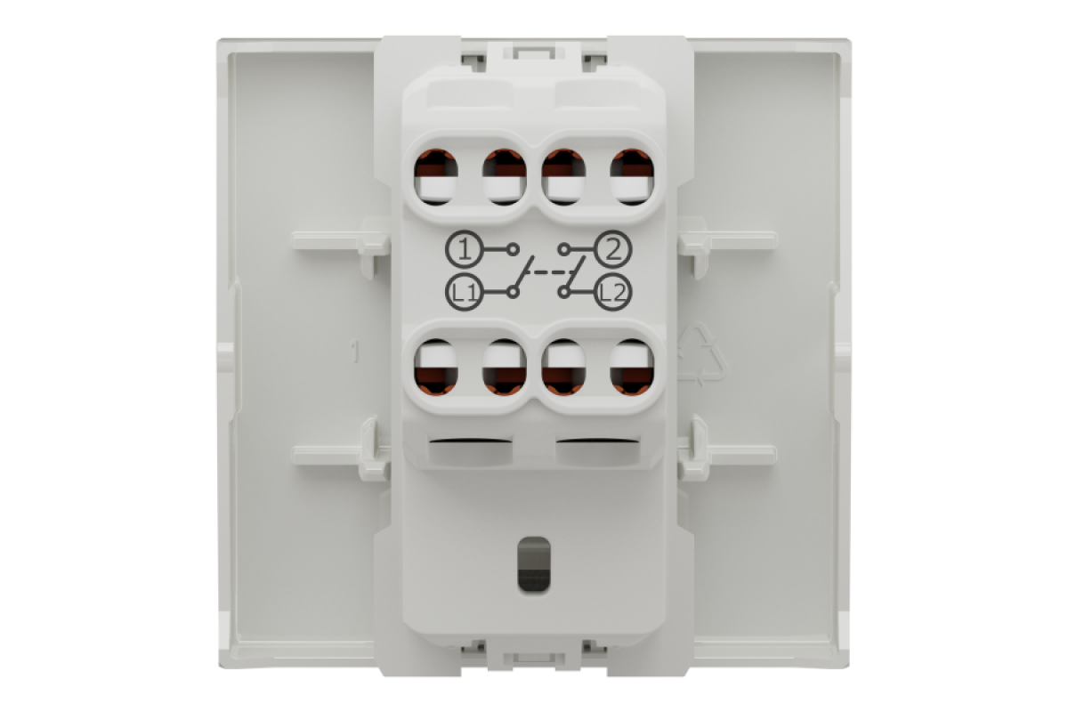 Двополюсний вимикач 16А 2 модуль білий (NU326218)