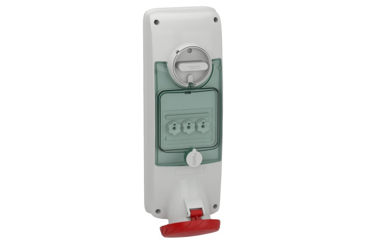 Розетка с предохранителем и блоком 63А 3Р+N+Е IP65 415В (PKB63V535)