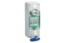 Розетка навісна з запобіжником і блоком 63А 2Р+Е IP65 250В (PKB63R523)