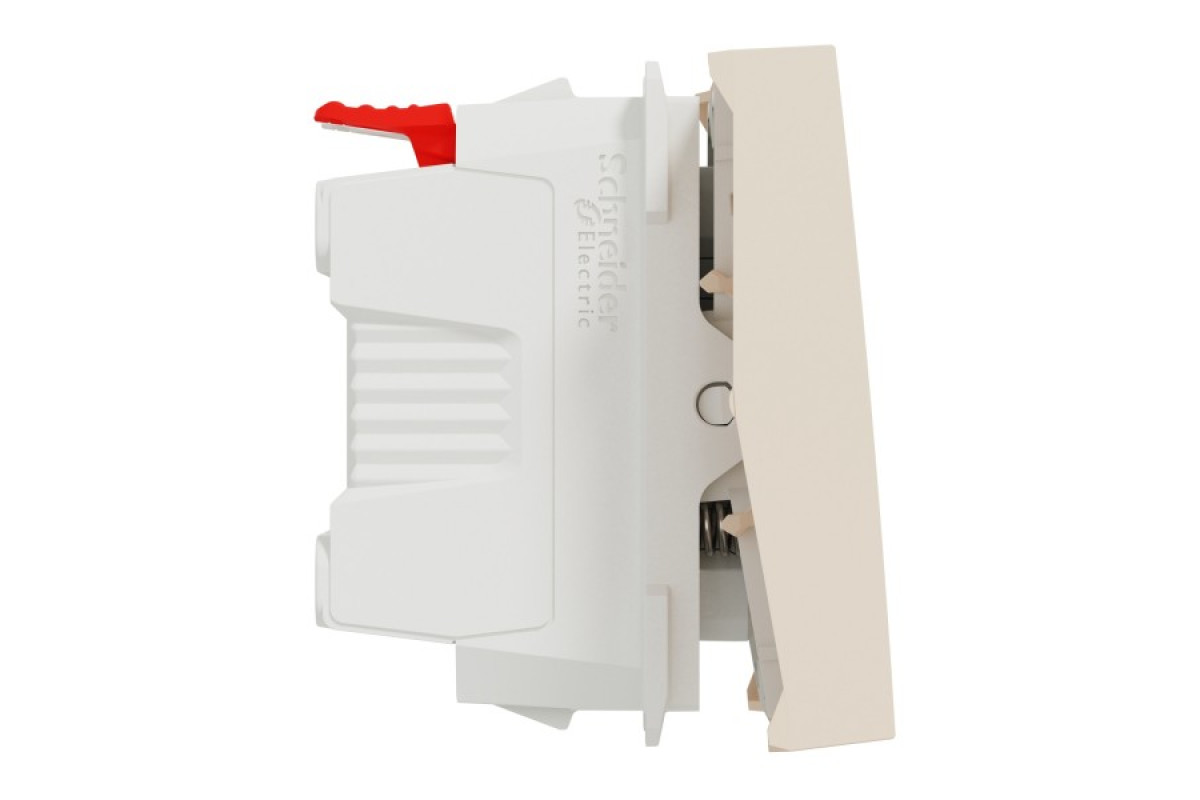 Кнопковий вимикач 1-клавішний, 10А, 2 модулі, бежевий Unica New Studio (NU320644)