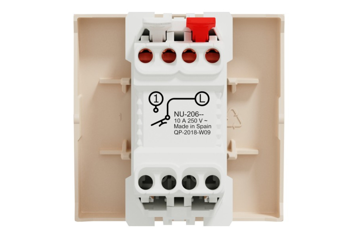 Кнопковий вимикач 1-клавішний, 10А, 2 модулі, бежевий Unica New Studio (NU320644)