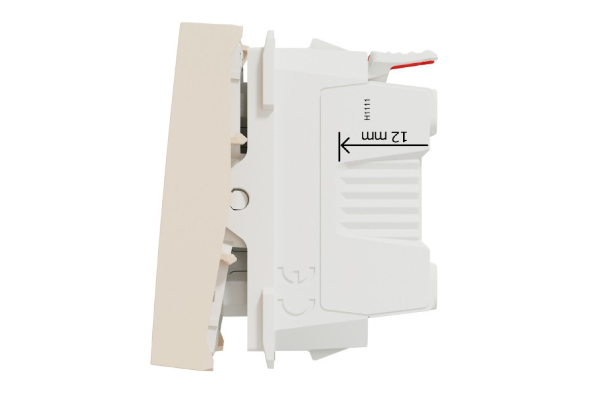 Кнопковий вимикач 1-клавішний, 10А, 2 модулі, бежевий Unica New Studio (NU320644)