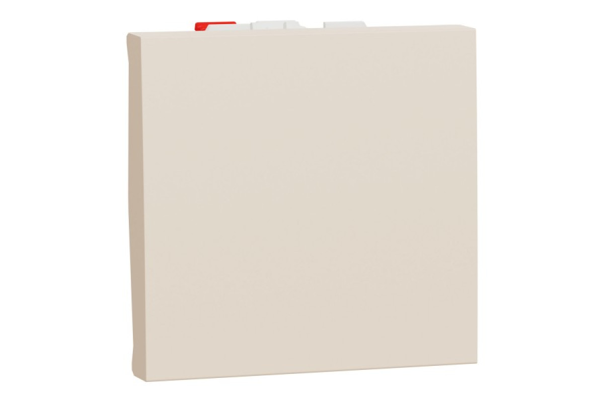 Кнопковий вимикач 1-клавішний, 10А, 2 модулі, бежевий Unica New Studio (NU320644)