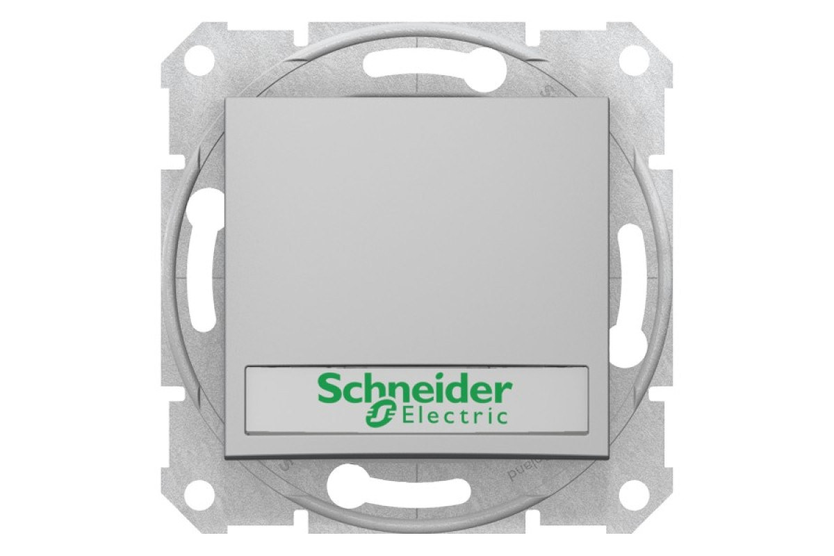 Кнопковий вимикач Sedna Scnheider Electric з підсвіткою та полем для маркування алюміній (SDN1600360)