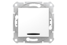 Кнопковий вимикач Sedna Scnheider Electric з синьою підсвіткою білий (SDN1600121)