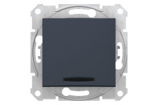 Кнопковий вимикач Sedna Scnheider Electric з синьою підсвіткою графіт (SDN1600170)