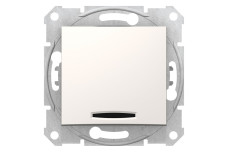 Кнопковий вимикач Sedna Scnheider Electric з синьою підсвіткою слонова кістка (SDN1600123)