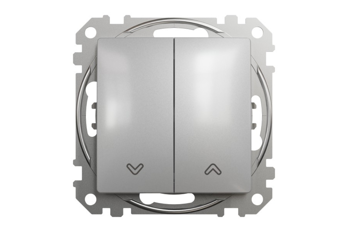 Кнопковий вимикач для жалюзі, електронне блокування 10 АХ, Алюміній Sedna Design (SDD113114)