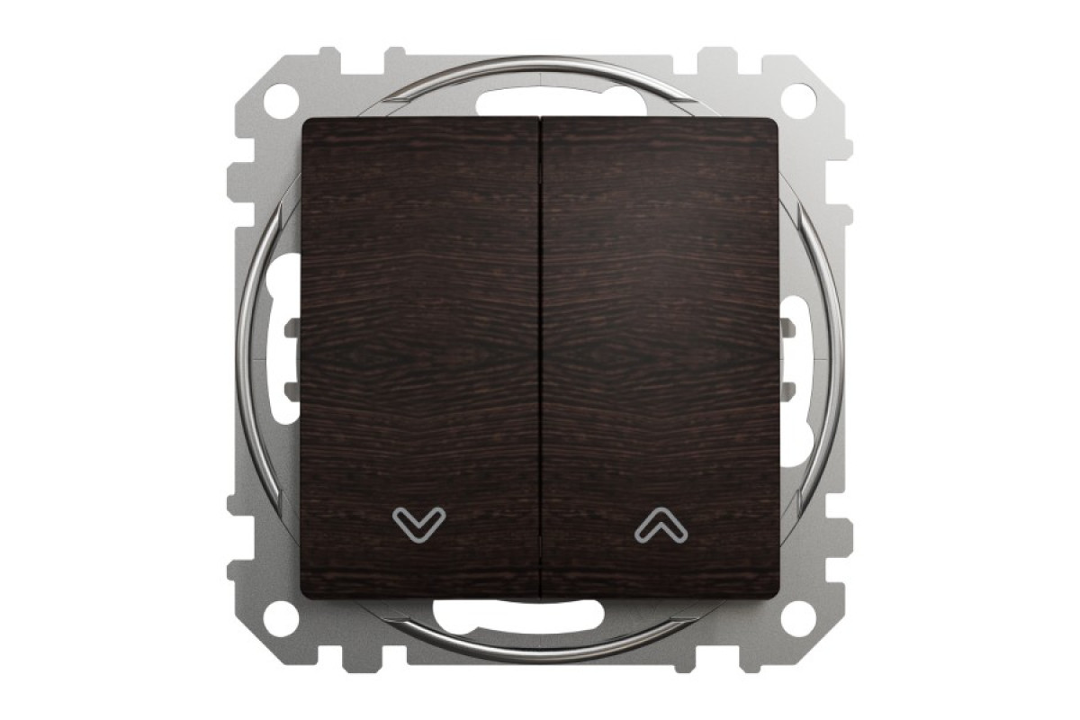 Кнопковий вимикач для жалюзі, електронне блокування 10 АХ, Венге Sedna Elements (SDD181114)