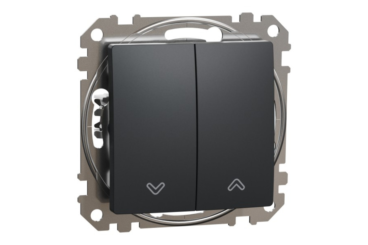 Кнопковий вимикач для жалюзі, електронне блокування 10 АХ, Чорний Sedna Design (SDD114114)