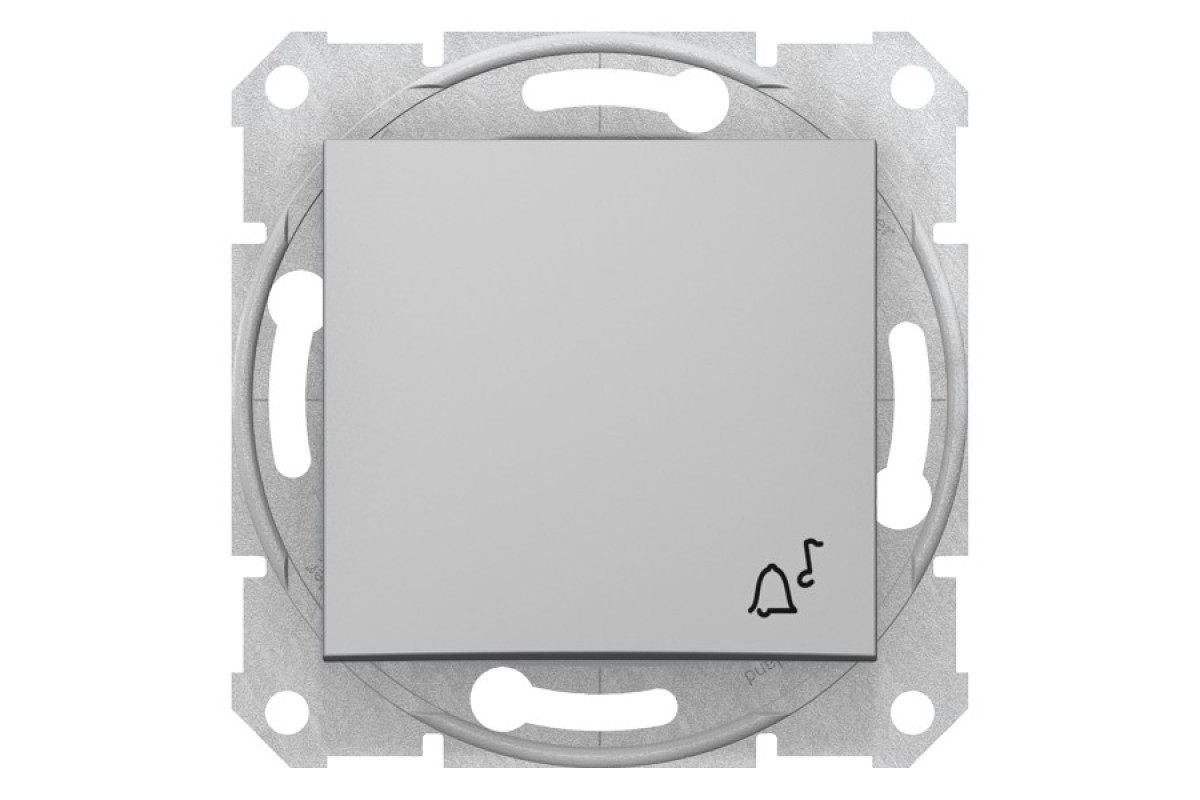 Кнопковий вимикач з символом "дзвоник" Sedna Scnheider Electric алюміній (SDN0800160)