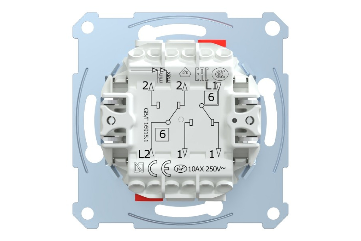 Механізм 2-клавішного вимикача з гвинтовим зажимом, прохідний (MTN3126-0000)