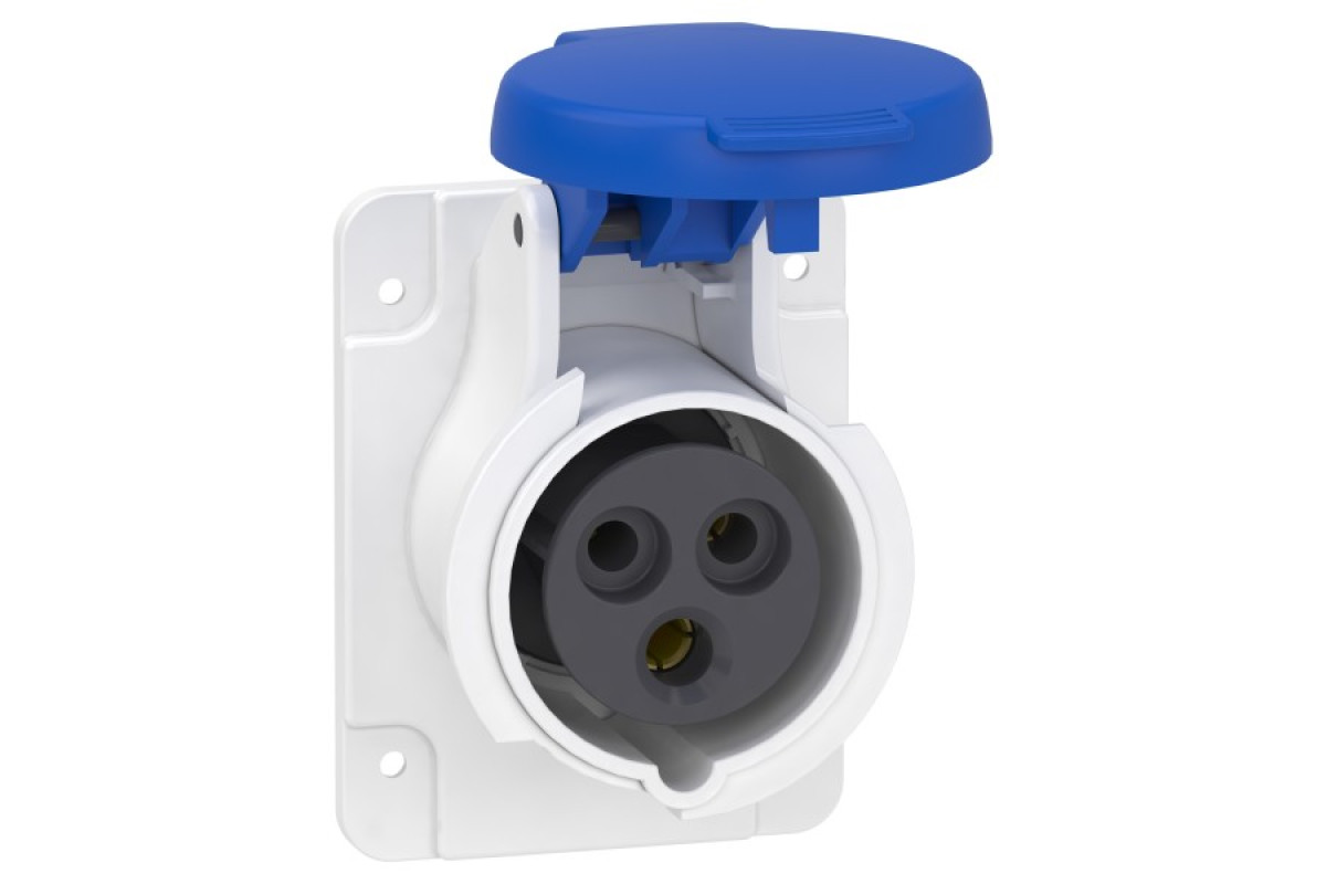 Розетка прихованого встановлення пряма 16А 2P+E IP44 100-130В (PKY16G423)