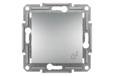 Кнопковий вимикач з символом ''Дзвінок'', Самозажимний, Asfora Алюміній (EPH0800161)