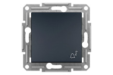 Кнопковий вимикач з символом ''Дзвінок'', Самозажимний, Asfora Антрацит (EPH0800171)