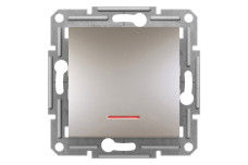 Кнопковий вимикач,  з підсвіткою, Самозажимний, Asfora Бронза (EPH1600169)