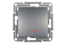 Кнопковий вимикач,  з підсвіткою, Самозажимний, Asfora Сталь (EPH1600162)