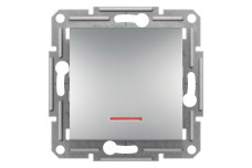 Кнопковий вимикач, з підсвіткою, Самозажимний, Asfora Алюміній (EPH1600161)