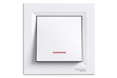 Кнопковий вимикач, з підсвіткою, Самозажимний, Білий Asfora (EPH1600121)
