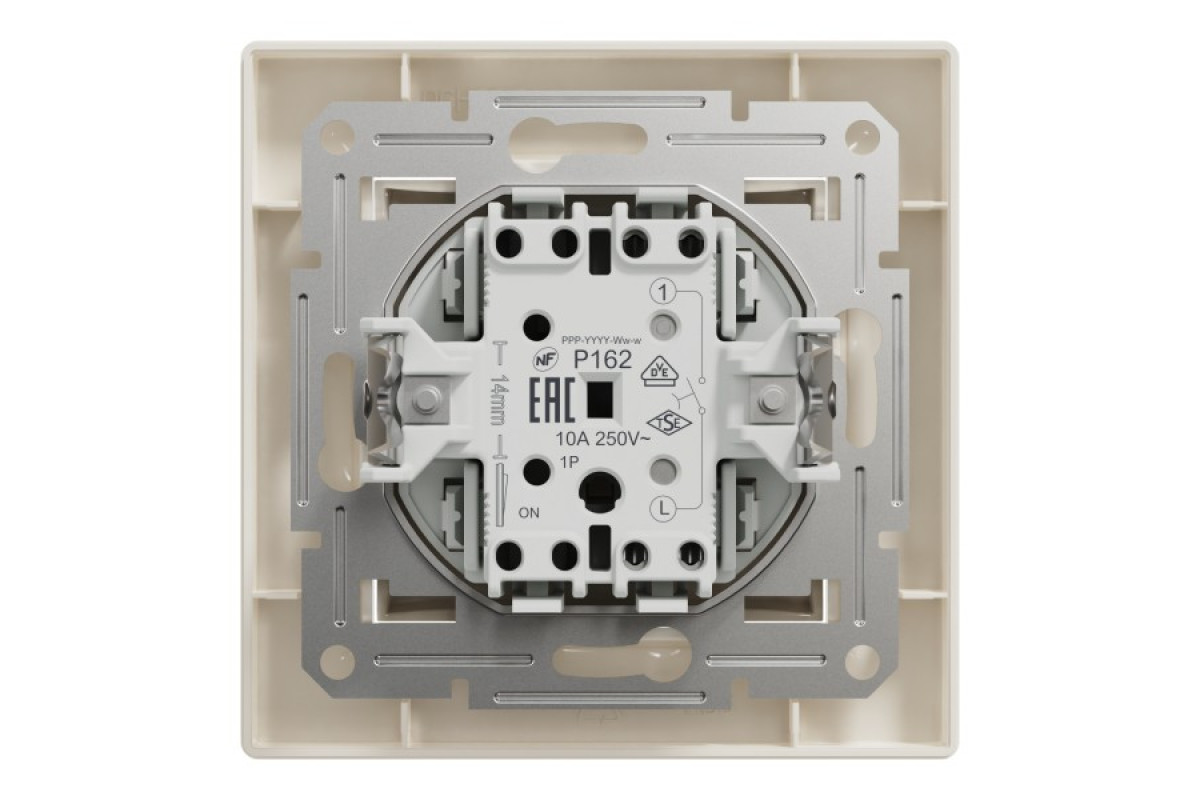 Кнопковий вимикач, Самозажимний, Крем Asfora (EPH0700123)