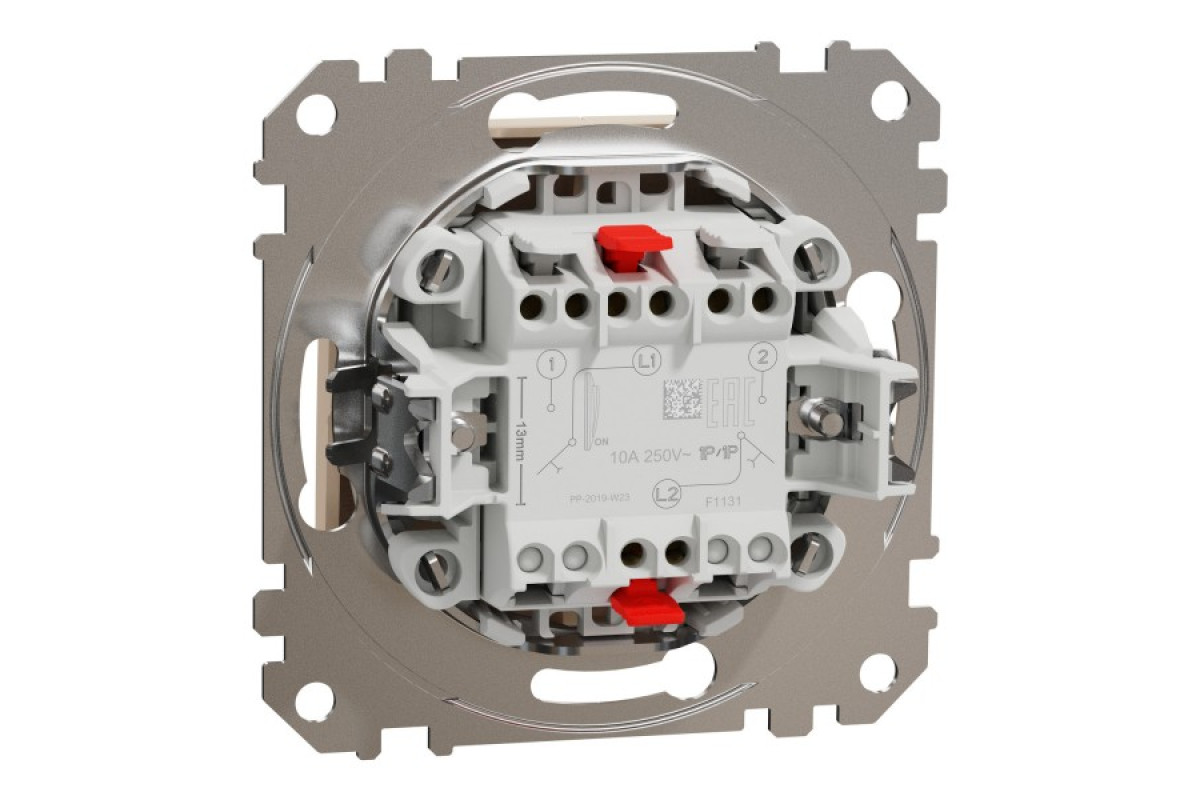 Кнопковий двоклавішний вимикач 10A, бежевий, Sedna Design & Elements (SDD112118)