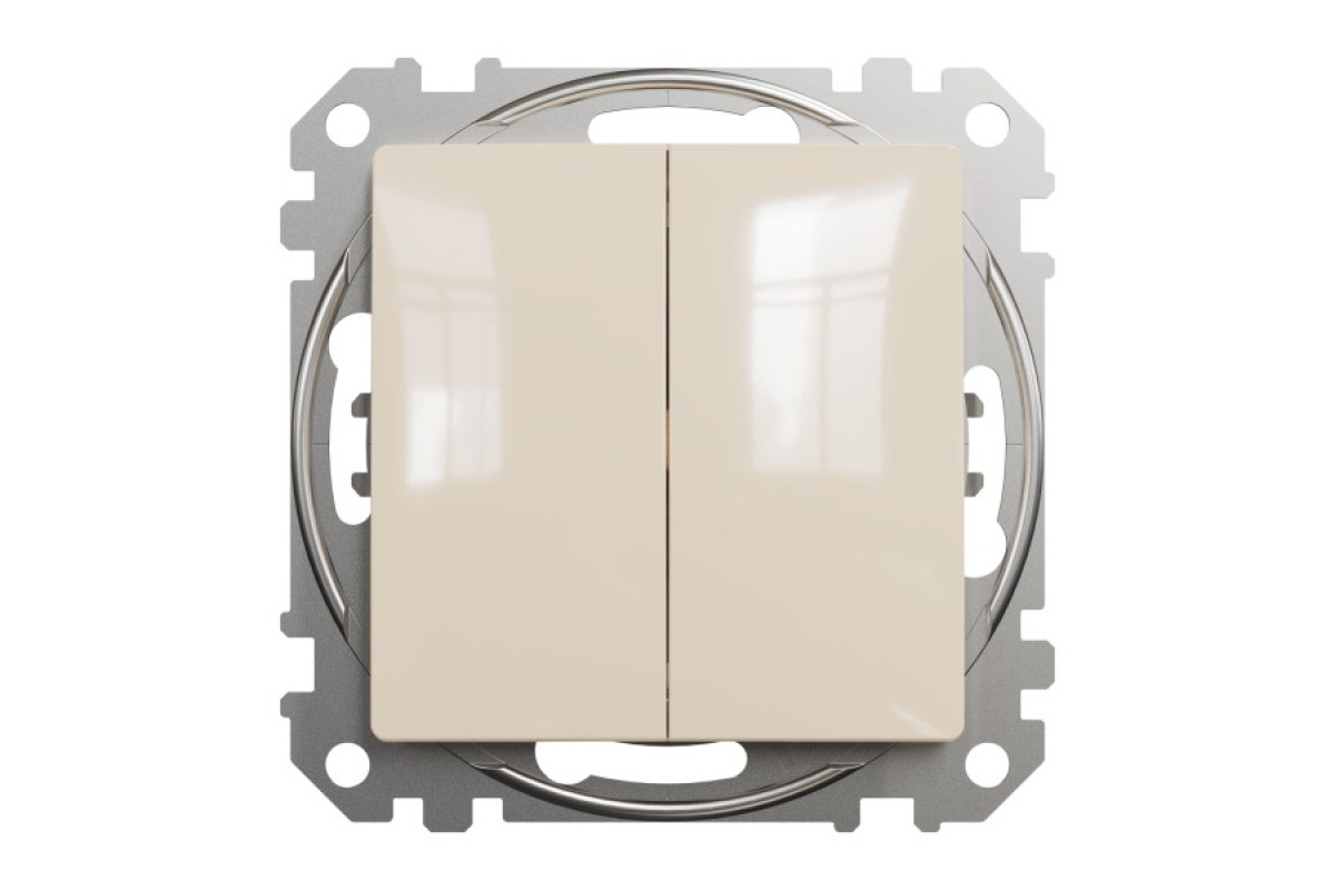 Кнопковий двоклавішний вимикач 10A, бежевий, Sedna Design & Elements (SDD112118)