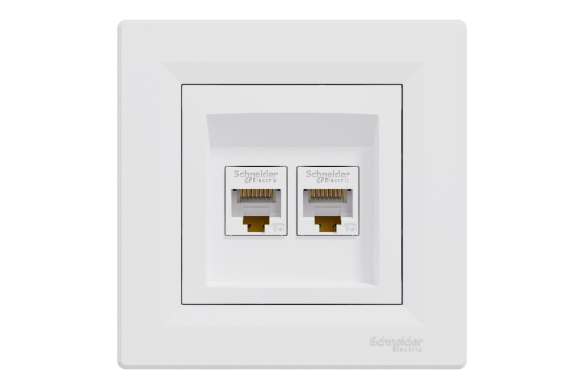 Комп'ютерна Розетка RJ45 UTP категорія 5Е подвійна Біла Asfora (EPH4400121)
