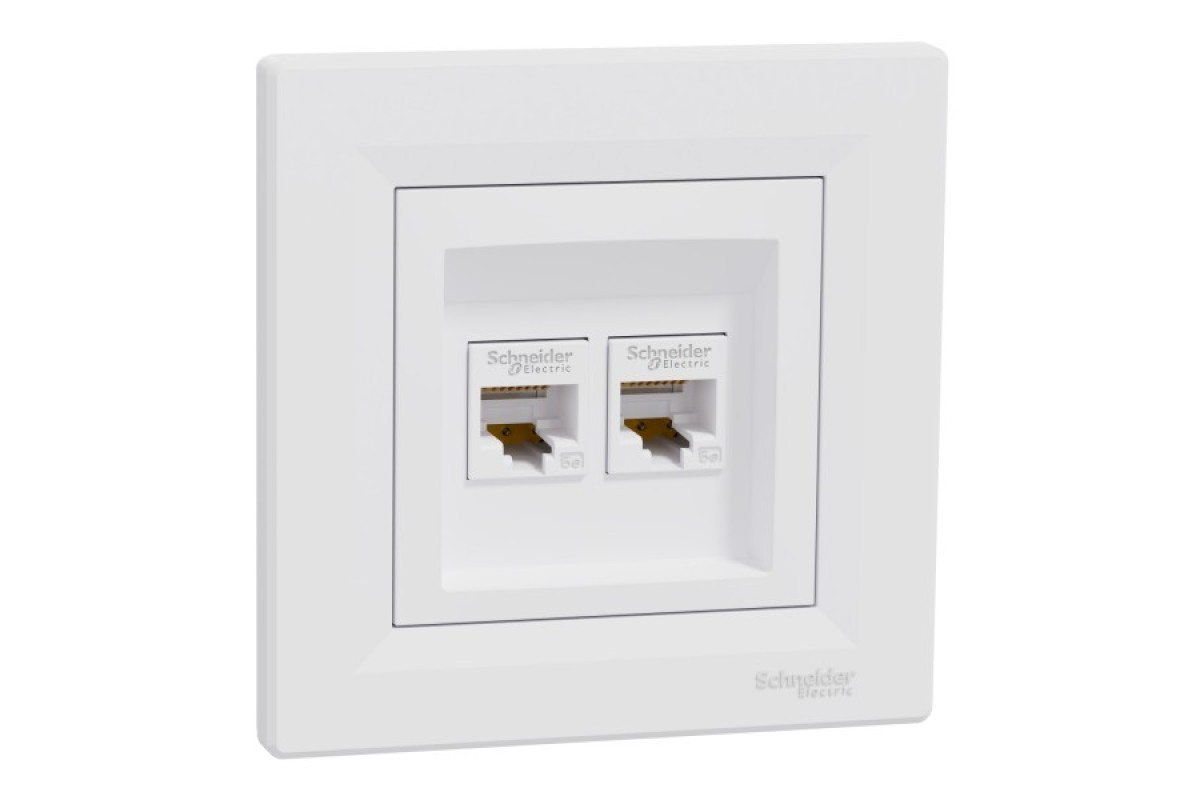 Комп'ютерна Розетка RJ45 UTP категорія 5Е подвійна Біла Asfora (EPH4400121)