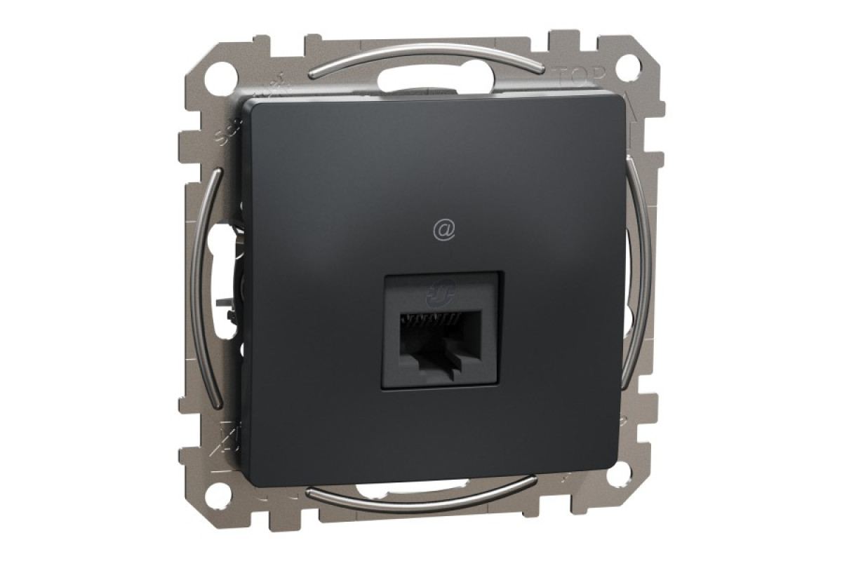 Комп'ютерна розетка, RJ45 CAT6 UTP, Чорна, Sedna Design (SDD114461)