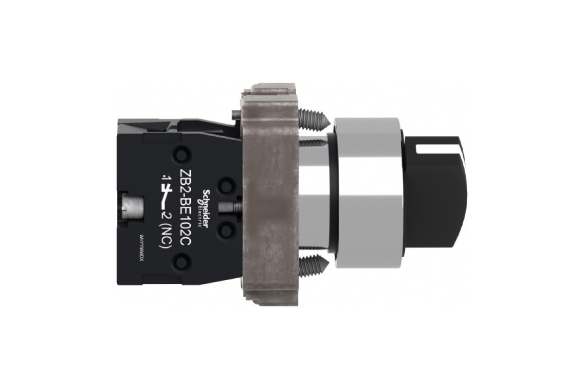 Перемикач, Easy Harmony XB2, метал, чорний, 22 мм, 2 положення, пружинне повернення справа наліво, 1NO (XB2BD41C)