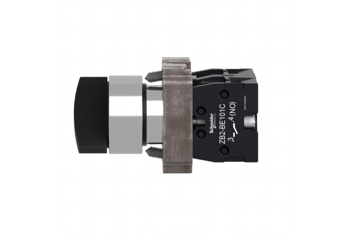 Перемикач, Easy Harmony XB2, метал, чорний, 22 мм, 2 положення, пружинне повернення справа наліво, 1NO+1NC (XB2BD45C)