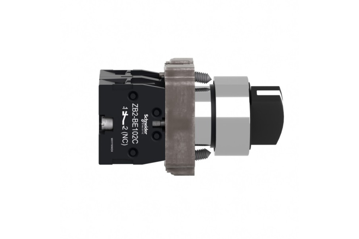 Перемикач, Easy Harmony XB2, метал, чорний, 22 мм, 2 положення, пружинне повернення справа наліво, 1NO+1NC (XB2BD45C)