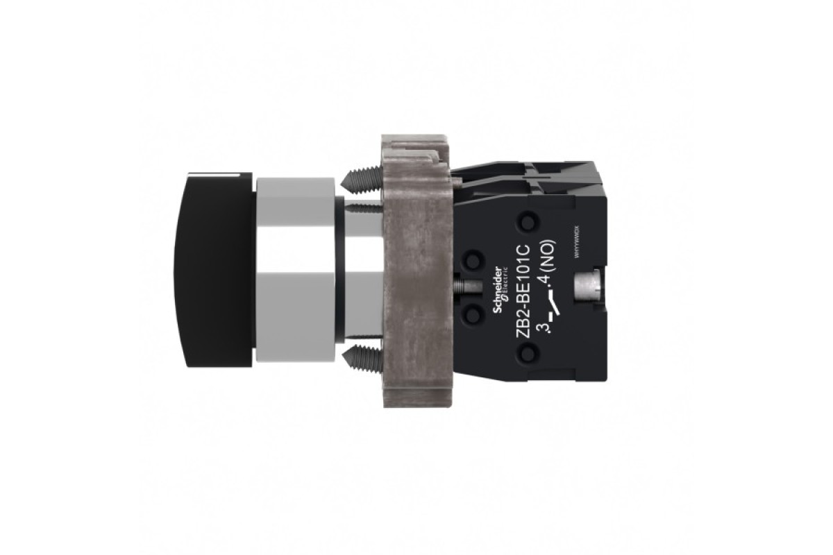 Переключатель, Easy Harmony XB2, металл, черный, 22 мм, 3 положения, пружинный возврат слева, фиксация справа, 2NO (XB2BD73C)