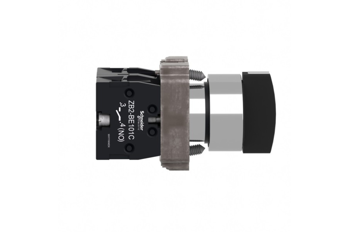 Переключатель, Easy Harmony XB2, металл, черный, 22 мм, 3 положения, пружинный возврат слева, фиксация справа, 2NO (XB2BD73C)