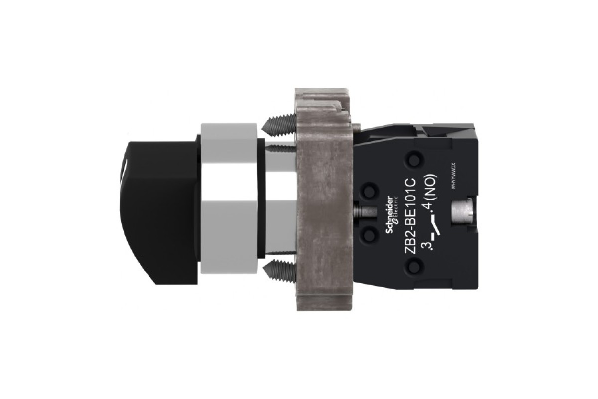 Перемикач, Easy Harmony XB2, метал, чорний, 22 мм, довга ручка, 2 положення, фіксація, 1NO (XB2BJ21C)